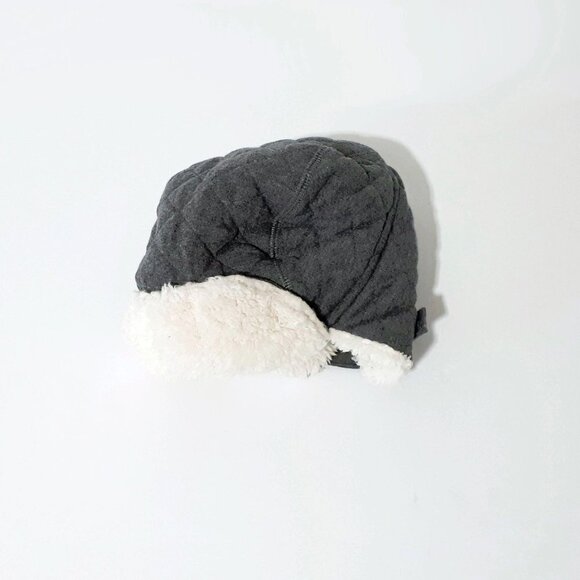 EUC Joe Fresh grey quilted hat w/ faux sherpa & Details earflap hat bundle set - Picture 5 of 6